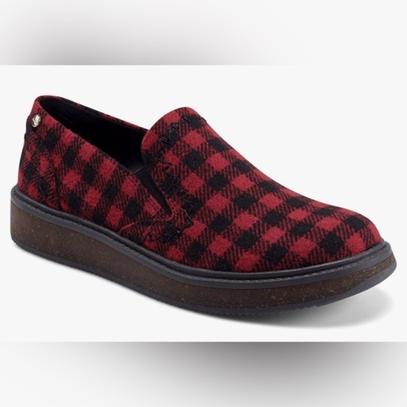 Earth Elements Abelia red buffalo plaid Slip Resistant slip‎ on Shoe Size 10 new - Picture 3 of 7